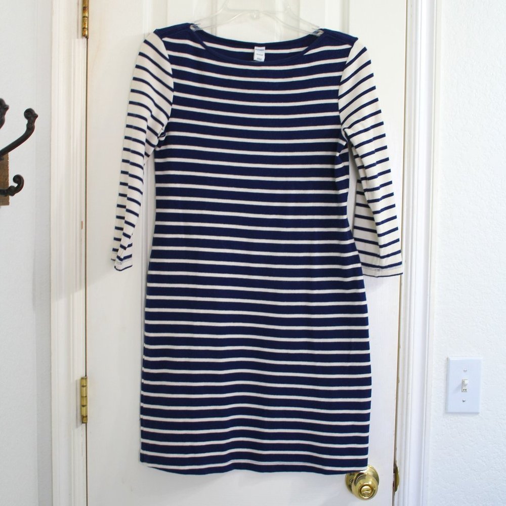 Old Navy Boatneck navy and cream striped dress